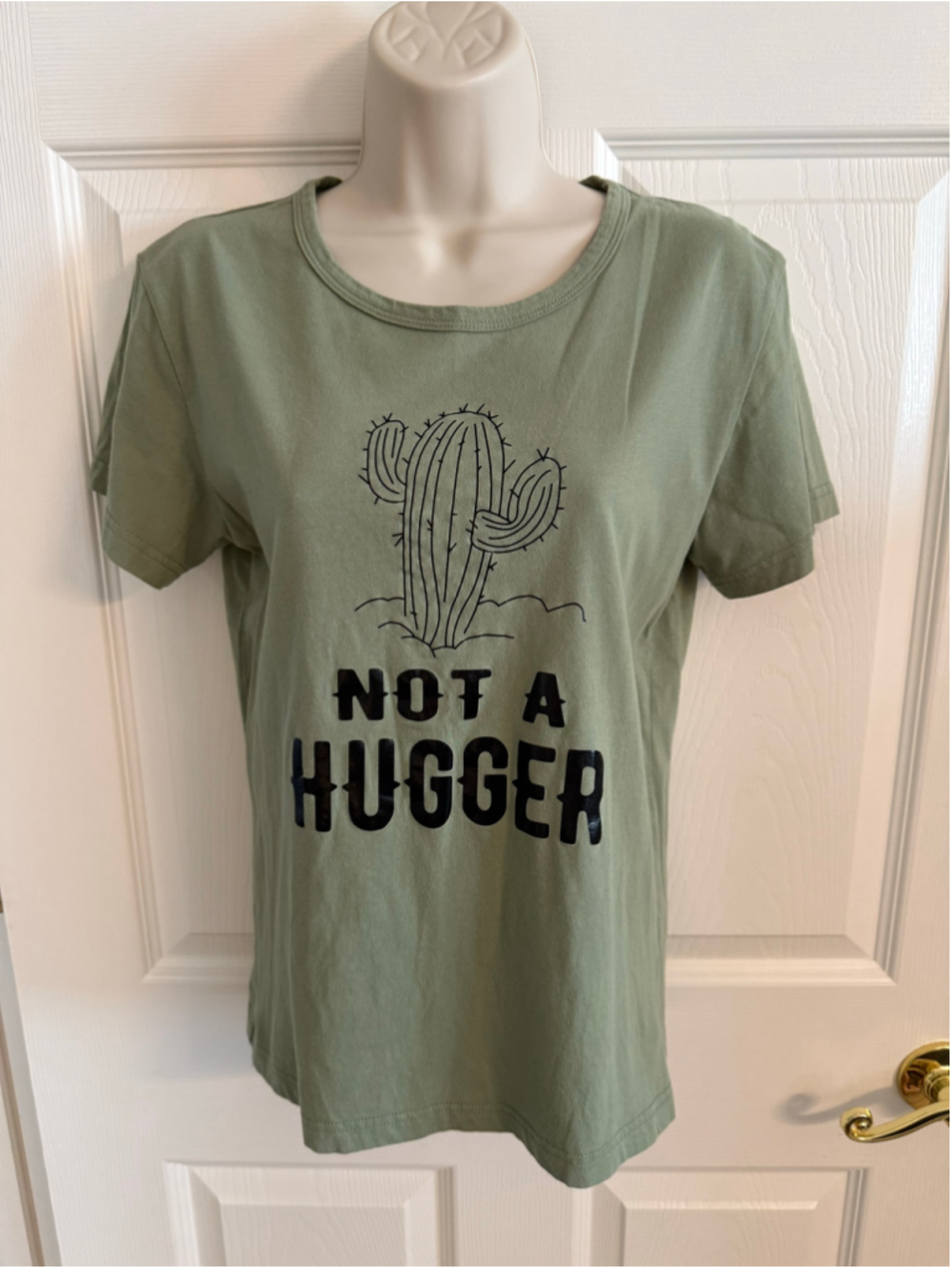 Olive Green Cactus Graphic T-Shirt S Not A Hugger
